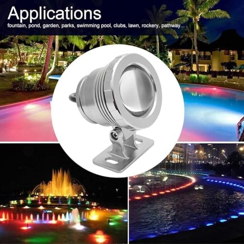 2 Pcs Submersible Fountain Lights - 10W Outdoor Pool Light, RGB Aquarium Lighting, with Remote Control Spotlight, IP68 Waterproof Underwater Pond Lamp, Landscape Light,(10W(220V)) - Image 6