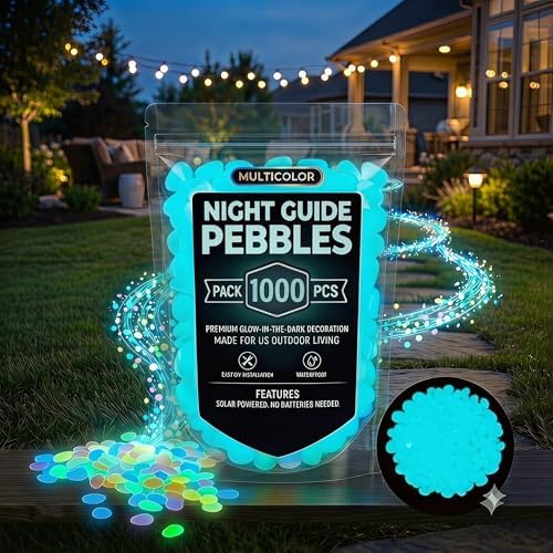 2026 Colorful Glow-in-the-Dark Garden Stones, Night Luminous Pebbles, Rainbow Glowing Stepping Rocks, Outdoor Landscaping Decor, Glowing Gravel for Fish Tank Aquarium Yard Pathway(Blue,1000pcs) - Image 2