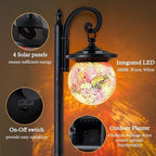 Solar Lamp Post with Planter and Mosaic Glass Shade - Image 3
