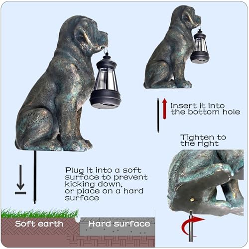 Solar Resin Dog Statue - Garden Art Figurine Dog for Yard Patio Lawn Balcony Decor, Home Houses Holiday Lighting, Outdoor Decoration, Unique Birthdays Ideal Gifts for Mom Grandma Women Wife Sister - Image 2