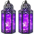 Vela Lanterns Decorative Indoor Lantern with LED Lights, Purple, L, 2-Pack by VelaCandleLanterns