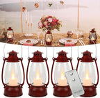Vintage Red Lantern Decor With Remote Control, 8" Candle Lantern with Handle - Small Hanging Lanterns for Decorative Indoor & Outdoor Use - Perfect for Wedding Centerpiece by ReperlaSpecialMiniSmallLanternDecoration