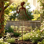 Metal Lady Garden Trellis for Climbing Plants, Decorative Dress‑Shaped Plant Support Stake, Vintage Rust‑Finish Flower Trellis for Yard Lawn Patio Outdoor Decor (2) - Image 6