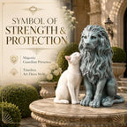 Sitting Lion Garden Statue, Magnesium Oxide Outdoor Yard Decor - Image 3