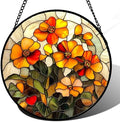 Orange Calendula Flower Stained Glass Window Hanging Suncatcher Gifts 15" by Follow