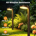 APONUO 12 Pack Solar Pathway Lights Outdoor, 3 Color Temperatures Selectable CCT, Focused Ground Spot Lens, Brighter Up to 12 Hrs IP65 Waterproof Path Lights for Walkway Driveway Yard Garden, Brown - Image 6