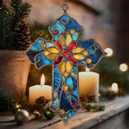 Mosaic Style Christian Cross Tiffany Effect Acrylic Suncatcher - Image 5