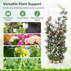 Giantex Metal Garden Trellis for Climbing Plants, 75" x 20" Outdoor Rose Trellis w/Foldable Bottom Shelf, Freestanding Plant Support for Vines, Flowers, Vegetables & Fruits, Patio Lawn Garden, White - Image 2