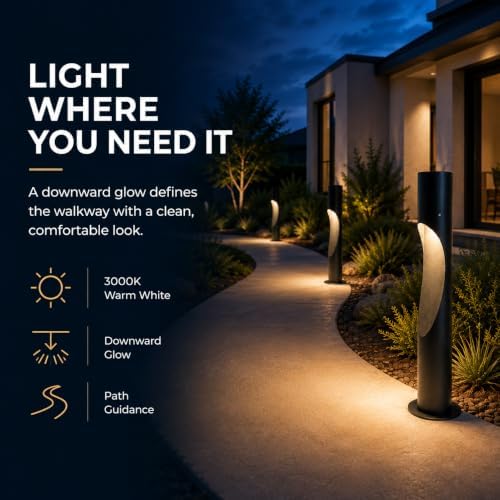 31.5 in Hardwired Bollard Light, 110V Landscape Path Light, Black - Image 2