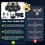RELIY Pond Fountain Aerator, With 4 RGB Lights 1HP 110V 15000 GPH Stainless Steel Fountain Pump, Fully Automatic Powerful Lake Floating Fountain, 100 FT Power Cord, Programmable Timer Switch - Image 4