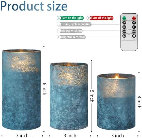 Blue Flameless Candles With Remote LED Battery Operated Pillar Candles Set - Image 2