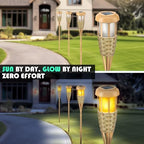 Solar Outdoor Lights, Solar Torch Lights Outdoor Flickering Flame, Outdoor Decorations for Patio Path Yard - 6 Pack - Image 2