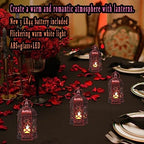 12PCS Mini Lantern with Flicker LED Candle for Halloween Decorations, Small Lanterns Decorative, Vintage Hanging Moroccan Lantern for Wedding Halloween Christmas Decor, Table Centerpiece, Rose Gold - Image 3