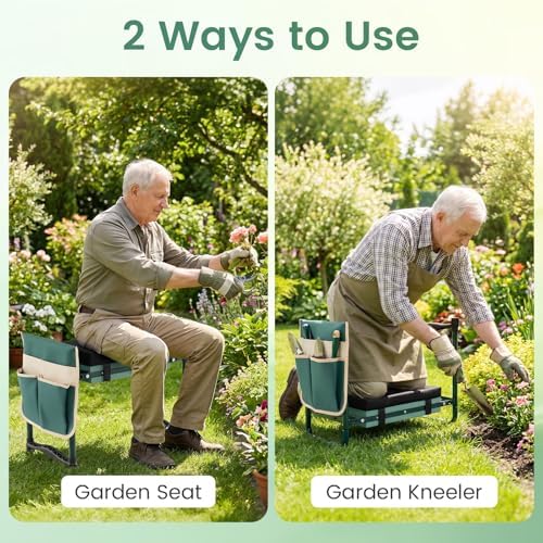 GIANTEX Garden Kneeler & Seat, Heavy-Duty Garden Bench, Green with 1 Bags - Image 5