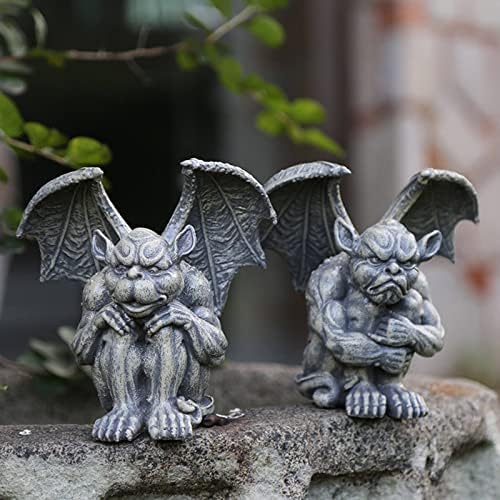 Mischievous Gargoyle Garden Gnome Statue Figurine Art Yard Lawn Hallway Plant Pot for Indoor Outdoor Home Office Collectible Crafts (12x12x17cm Hug Knees) - Image 4