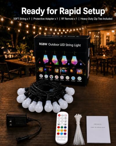 50FT RGBW Outdoor String Lights App Control Patio - Image 6