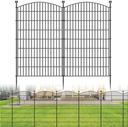 10 Panel No Dig Decorative Garden Fence 48" H x 22.6'L Outdoor Dog Barrier by Bilibompa