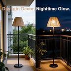 Solar Outdoor Floor Lamp with Rattan Shade, Adjustable Height - Image 4