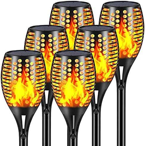 Aityvert Upgraded Larger Solar Torch Lights, Waterproof Outdoor Dancing Flames Lights, Flickering Flames Garden Lights, Landscape Decoration Pathway Patio Lights 43" 96 LED (6) by Aityvert