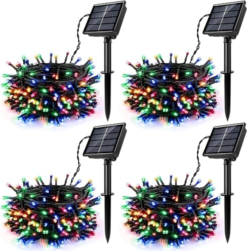 [4 Pack] Solar String Lights Multicolored, 480 LED 157FT Solar Twinkle Light Outdoor with 8 Modes & Memory Function, Waterproof Chrismas Lights for Xmas Tree Party Decorations by SINGCHUNGTE