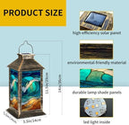 Solar Lantern Intricate Stained Glass Window Beach Waves Sunset Amber Glow Outdoor Waterproof Garden Hanging Lantern Solar Powered Lighting Outside Table Lamp for Patio Deck Camping 1 Pack - Image 6