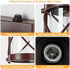 Dusk to Dawn Outdoor Wall Lights Fixtures, Waterproof Exterior Lighting Fixtures with Photocell Sensor,Vintage Coffee-Bronze Metal Cage Lantern Outside Lights for Porch Patio House Garage（2 Pack） - Image 4