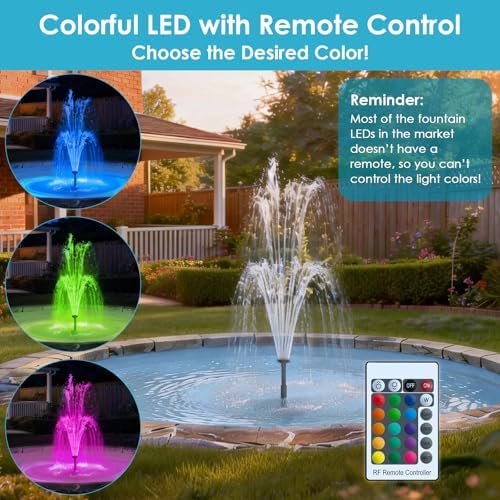 AquaMiracle Submersible Pond Fountain Pump 600GPH | Remote Controlled LED Lights | Outdoor Water Fountain Pump | 3 Fountain Patterns | for Small Ponds, Gardens, Water Feature, Bird Baths - Image 3