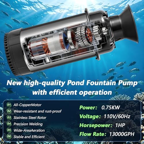 Pond Fountain Aerator，1HP 110V 750W Fountain Pump - Image 2