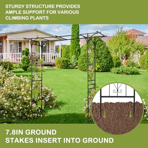 Outvita 7FT Black Metal Garden Arch Arbor Trellis - Image 5