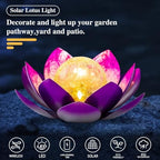 AIINY Solar Light Outdoor Decor Art Crackle Globe Glass Lotus Decoration, Solar LED Waterproof Purple Metal Flower Lights for Patio,Lawn,Walkway,Tabletop(2Pack) - Image 2
