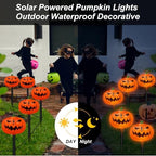 BRIGHTDECK Halloween Solar Pathway Lights Outdoor, LED Decor, Light Up Solar Stake Lights for Holiday, Halloween, Walkway, Sidewalk (Flat Pumpkin, 10-Pack) - Image 5