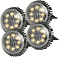 SEWACC 4pcs Warm Light LED Solar Ground Lawn Lamps Outdoor Solar-Powered Landscape Disc Lights for Garden Pathway Patio In-ground Lighting by SEWACC