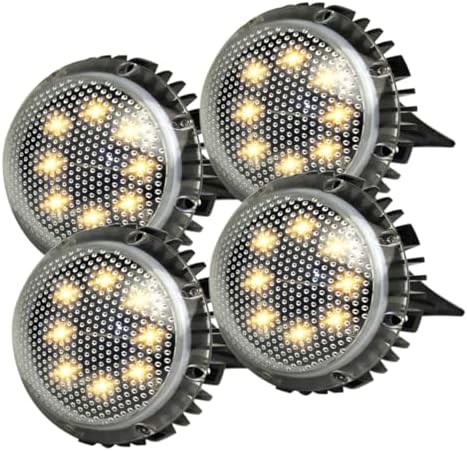 SEWACC 4pcs Warm Light LED Solar Ground Lawn Lamps Outdoor Solar-Powered Landscape Disc Lights for Garden Pathway Patio In-ground Lighting by SEWACC