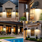 Brightever Motion Sensor Outdoor Wall Lights, Dusk to Dawn Porch Lights Outdoor Wall Sconces, Exterior Barn Lighting Fixtures with Outlet, Black Outside Lights for House, 2-Pack - Image 7