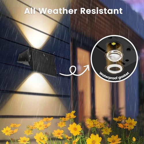 Solar Lights Outdoor Waterproof IP67, WarmWhite Solar Wall Lights Outdoor, Up and Down Fence Lights Solar Powered Dusk to Dawn for Patio, Garden, Backyard, Porch, Pathway, Door, Garage (8 Pack) - Image 4
