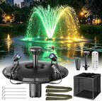 Antfraer Floating Pond Fountain with RGB LED Lights, 1200GPH Pond Fountain for Large Ponds, Remote Control Pond Aerator with 3 Spray Patterns for Water Gardens, Fish Pool & Lakes, 18 Inch Float by Antfraer