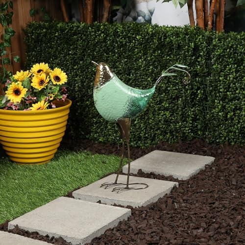 Alpine Corporation MCC704 Chin-Up Metal Bird Outdoor Décor Statue, Whimsical Animal Décor for Patio & Garden, 20" H, Green - Image 2