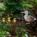Red Carpet Studios Garden Art Balance Rocker Metal Garden Stake Yard Décor, 49” Tall, Grey Mother Duck with Yellow Ducklings - Image 2