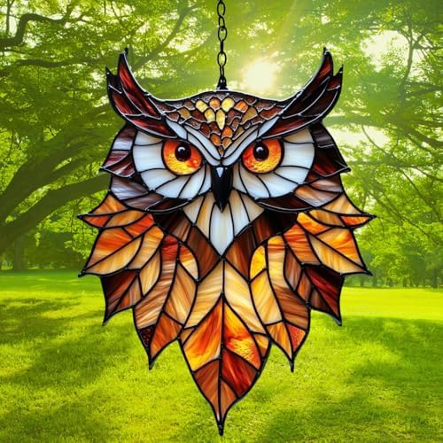 Autumn Leaves Owl Acrylic Suncatcher - Image 3