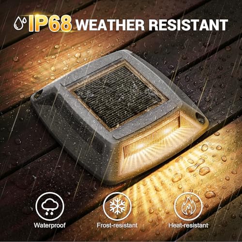 Solar Dock Lights Outdoor 16 Pack, IP68 Waterproof Driveway Lights, Warm - Image 2