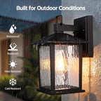 12'' Outdoor Porch Light, Matte Black Outdoor Wall Lantern Aluminum - Image 2