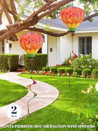 2PCS Giant Rainbow Hot Air Balloon Wind Spinners 14" W x 59" H Large Multicolor Whirligig Wind Spinner Hanging Ornaments for Yard Garden Lawn Outdoor Decorations (Multicolor-2) - Image 2