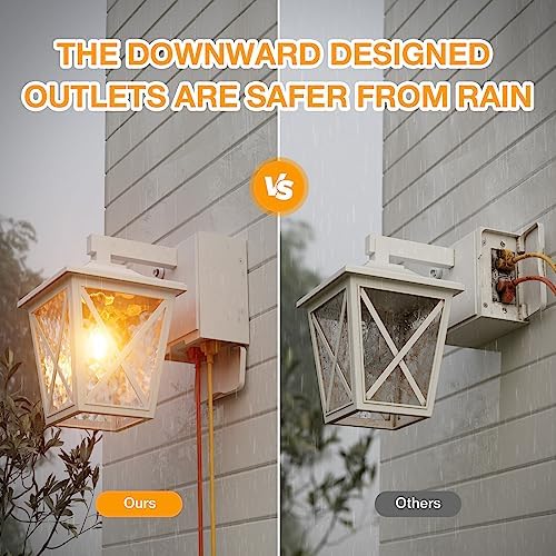 Ehaho Porch Light with GFCI Outlet Aircraft Grade Aluminum Alloy-White 2PCS - Image 5