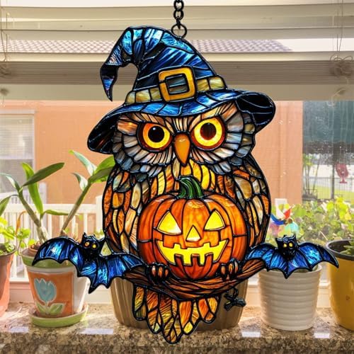 Owl Witch Mosaic Effect Acrylic Suncatcher - Image 4