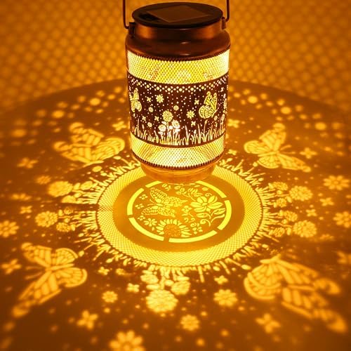 Butterfly Solar Lanterns Outdoor Waterproof Garden Decor, Gifts for Women Mom Grandma Birthday, Metal Hanging Solar Lights for Outside Yard Patio Pathway Backyard Porch - Image 2