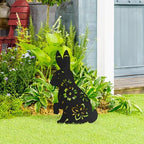 Floral Bunny Metal Garden Stake Decorative, Floral Cutout Design Silhouette Statues for Yard Art, Outside, Patio, Outdoor Decor, Garden Decorations, Lawn Ornaments - 12" Black - Image 3