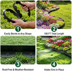 Landscape Edging Border, 2 in x 100 ft No Dig Garden Border, 150 Spikes - Image 4
