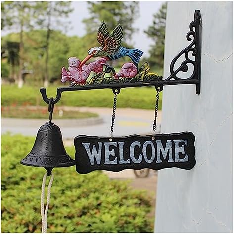 Outside Door Decoration Hanging Hand Bell, Cast Iron Dinner Bell, Antique Style Farmhouse Wall Mounted Decoration for Outside by Unknown