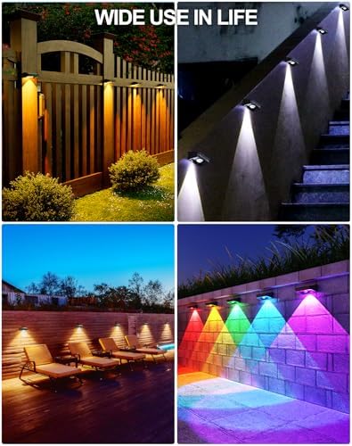 10 Pack Solar Fence Lights - 3 Modes, 9 Colors Outdoor Solar Lights, Waterproof IP 65, 35lm for Step, Stair, Deck, Wall, Patio, Walkway, Porch - Image 3