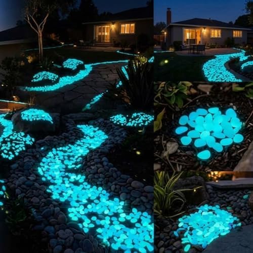 Glow in the Dark Rocks, Colorful Luminous Garden Stones for Outdoor Landscaping - Night Guide Pebbles, Glow in The Dark Pebbles for Walkway, Pathway, Yard, Fish Tank, Aquarium Decor (Green,1000pcs) - Image 5